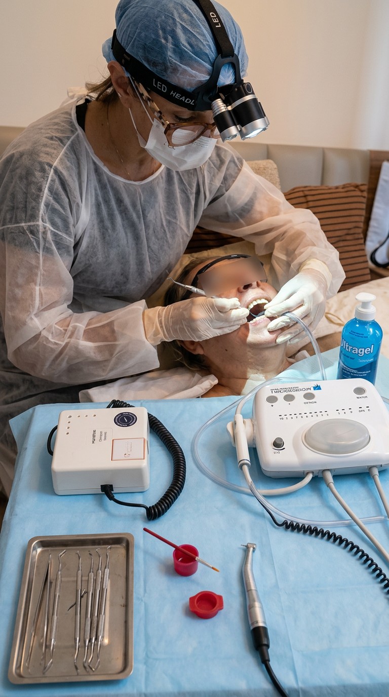 Estrutura portátil usada na odontologia em casa
